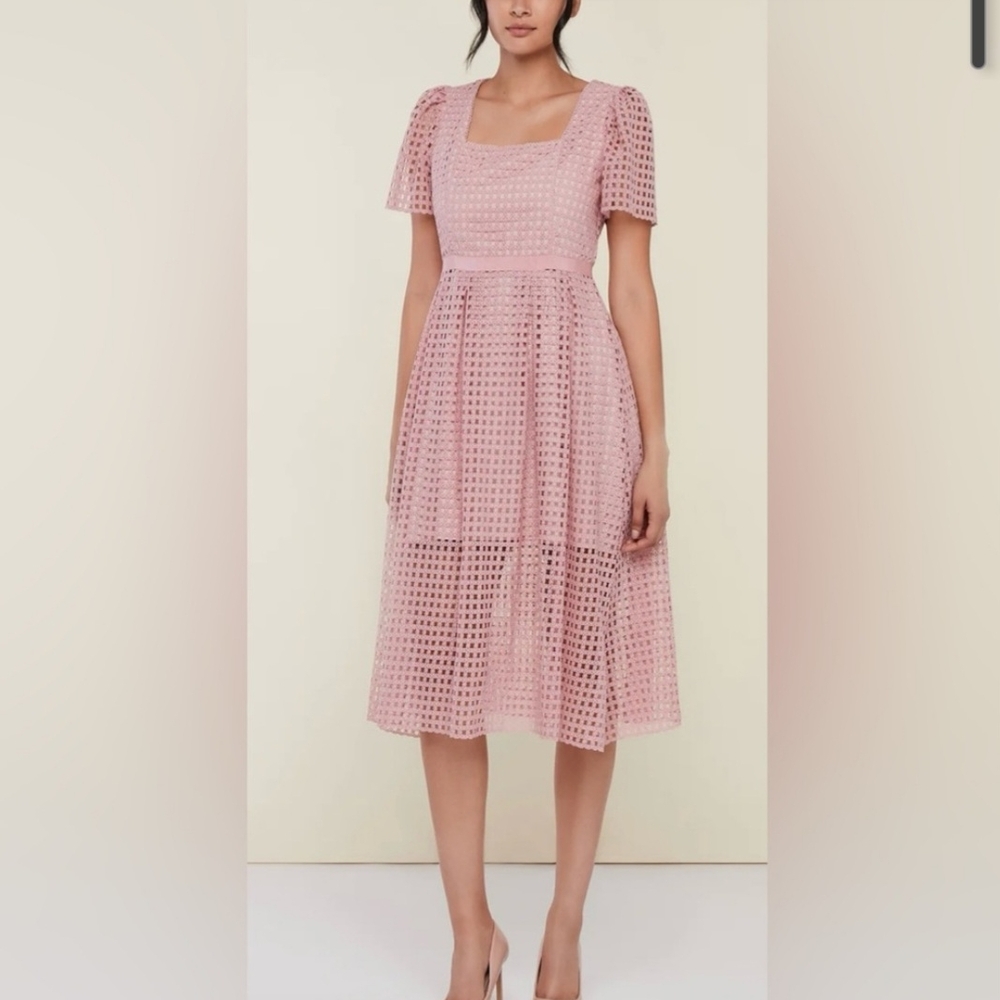 Rachel Parcell
Short-Sleeve Lace Midi-Dress